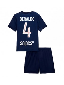 Paris Saint-Germain Lucas Beraldo #4 Replika Hemmakläder Barn 2025-26 Kortärmad (+ byxor)